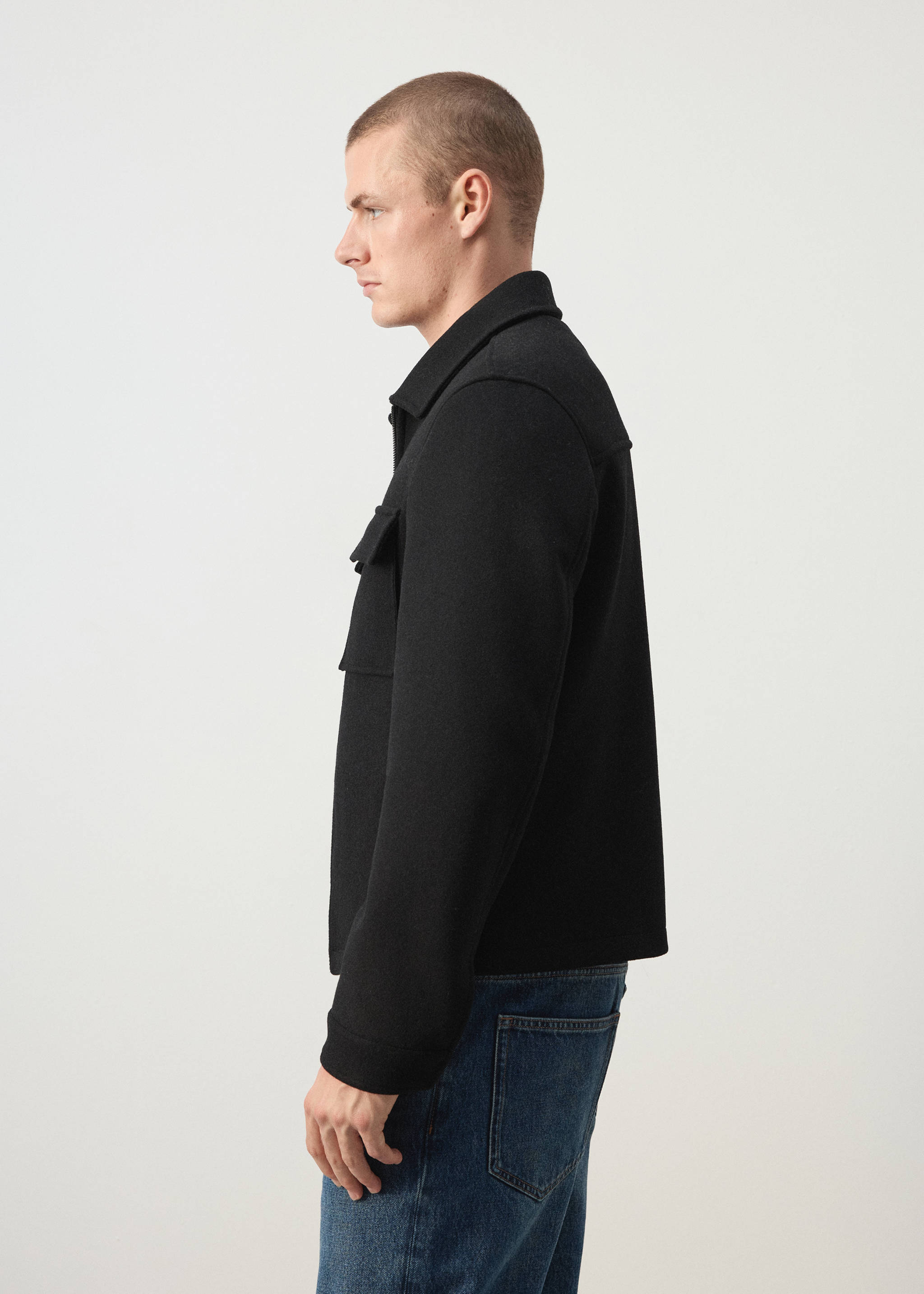 Wool blend bomber jacket with pockets - Details of the article 2