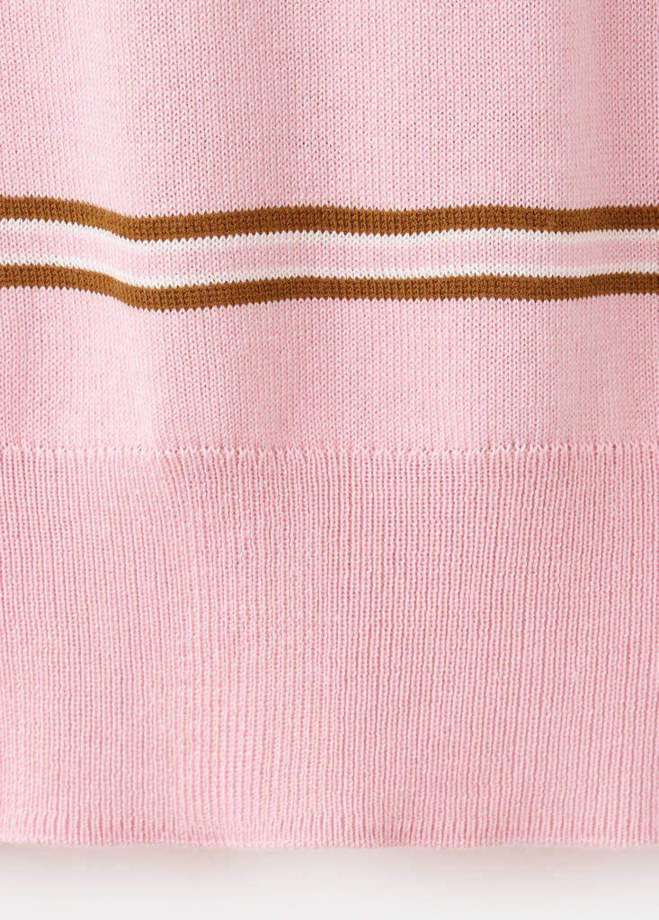 Striped polo-neck sweater — Light Pink