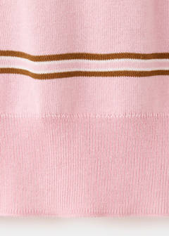 Striped polo-neck sweater — Light Pink 8
