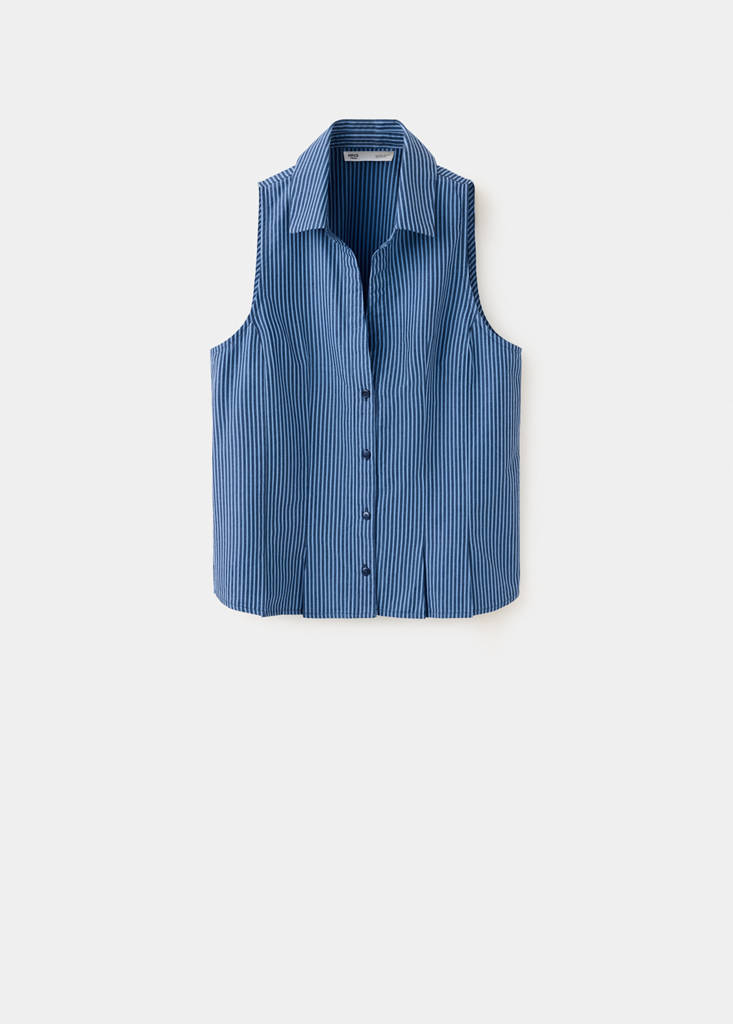 Striped sleeveless shirt — Sky Blue