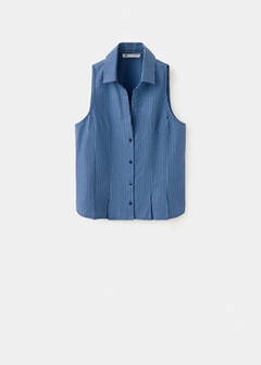 Striped sleeveless shirt — Sky Blue 4
