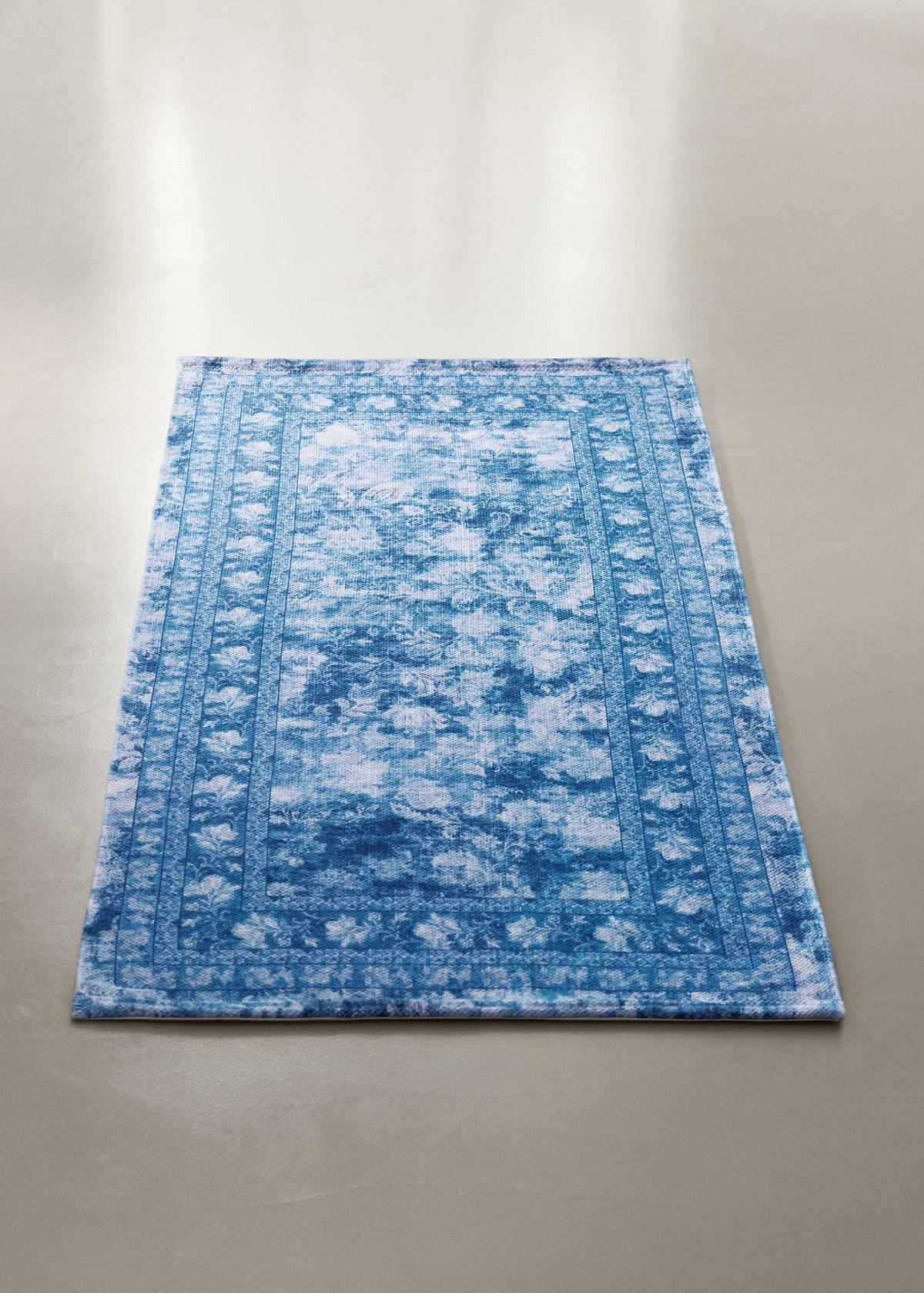 Small printed rug, 100% cotton — Blue