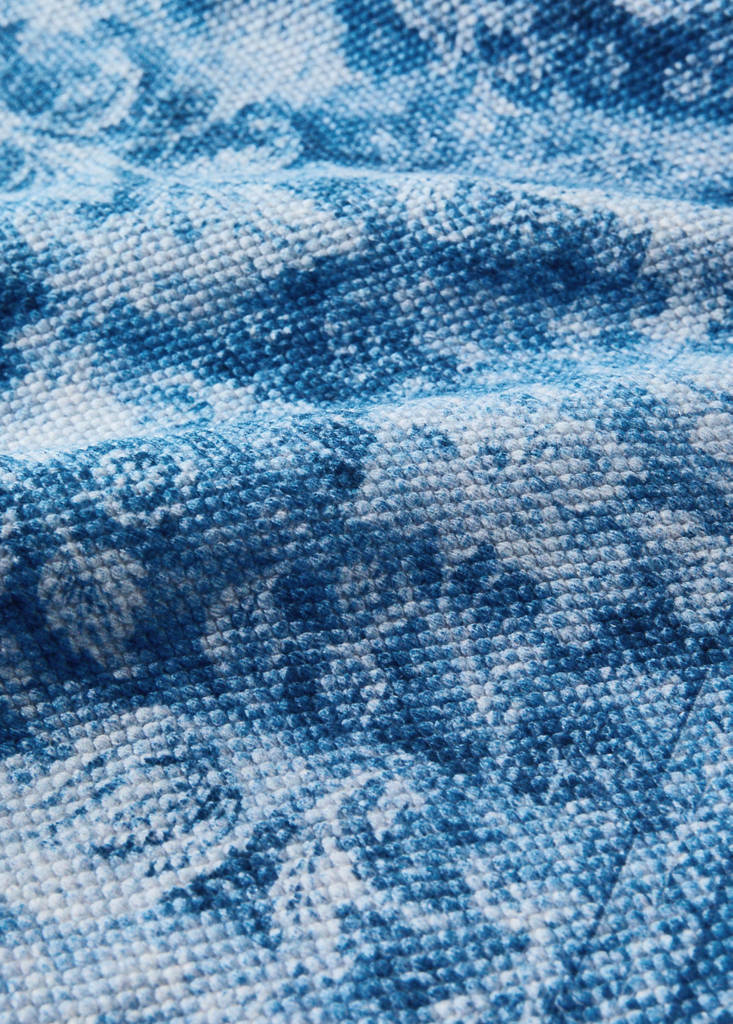 Small printed rug, 100% cotton — Blue