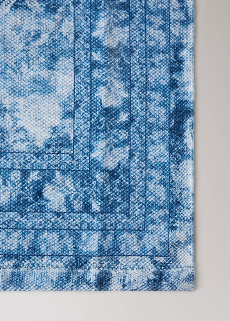 Small printed rug, 100% cotton — Blue