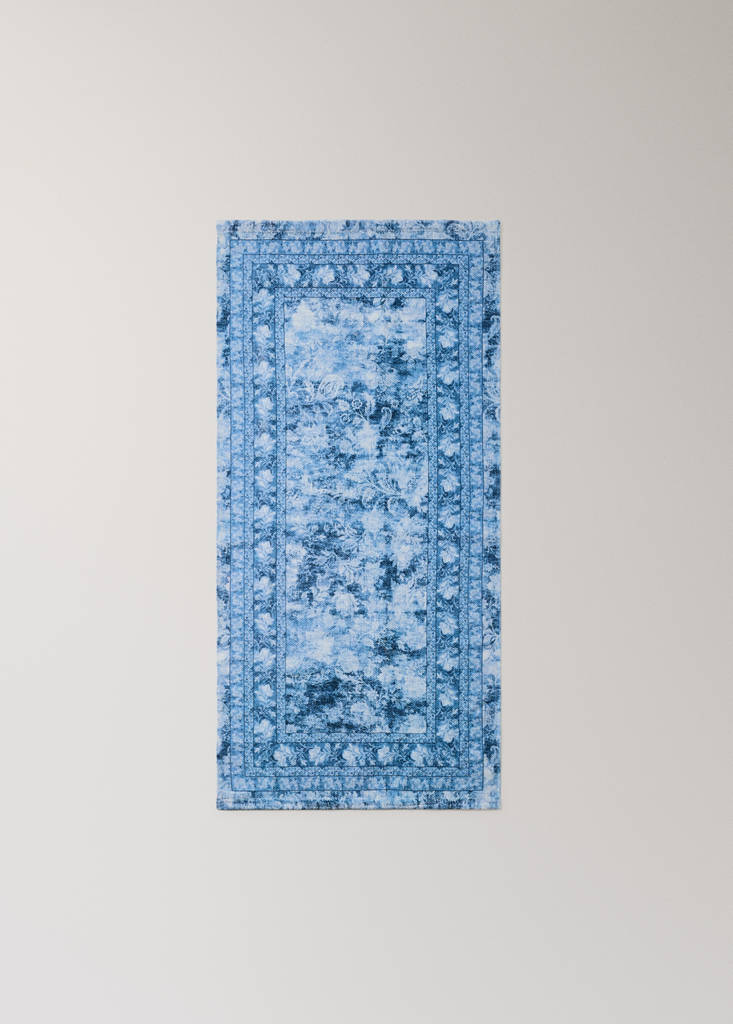 Small printed rug, 100% cotton — Blue