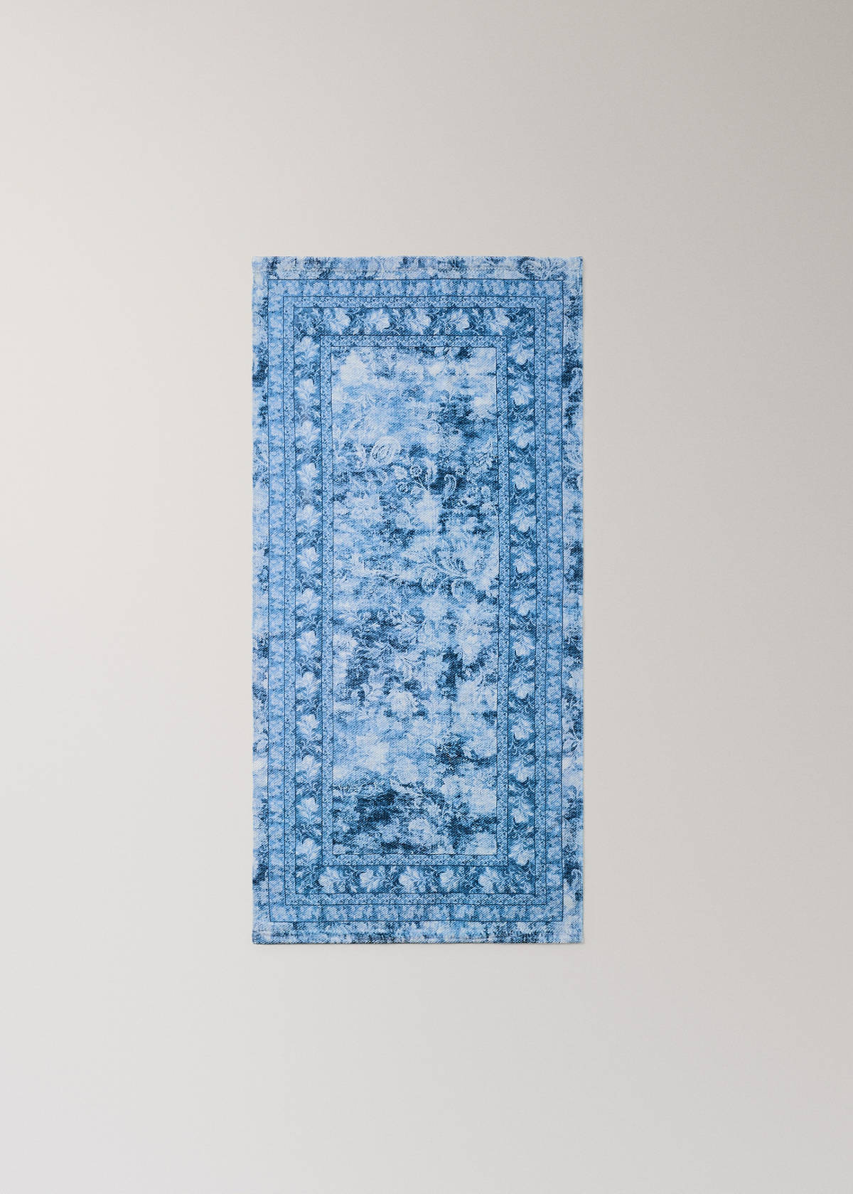 Small printed rug, 100% cotton — Blue