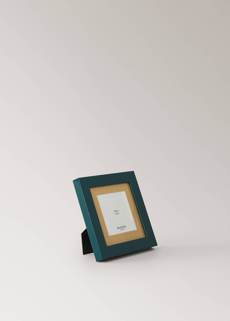 Small two-tone lacquered photo frame — Petrol Blue