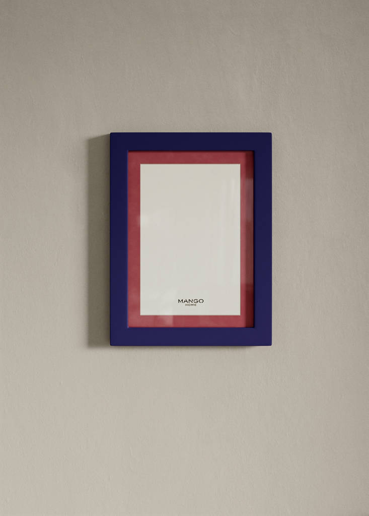 Small two-tone lacquered photo frame — Vibrant blue