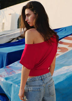 Short-sleeved knitted sweater — Red 3