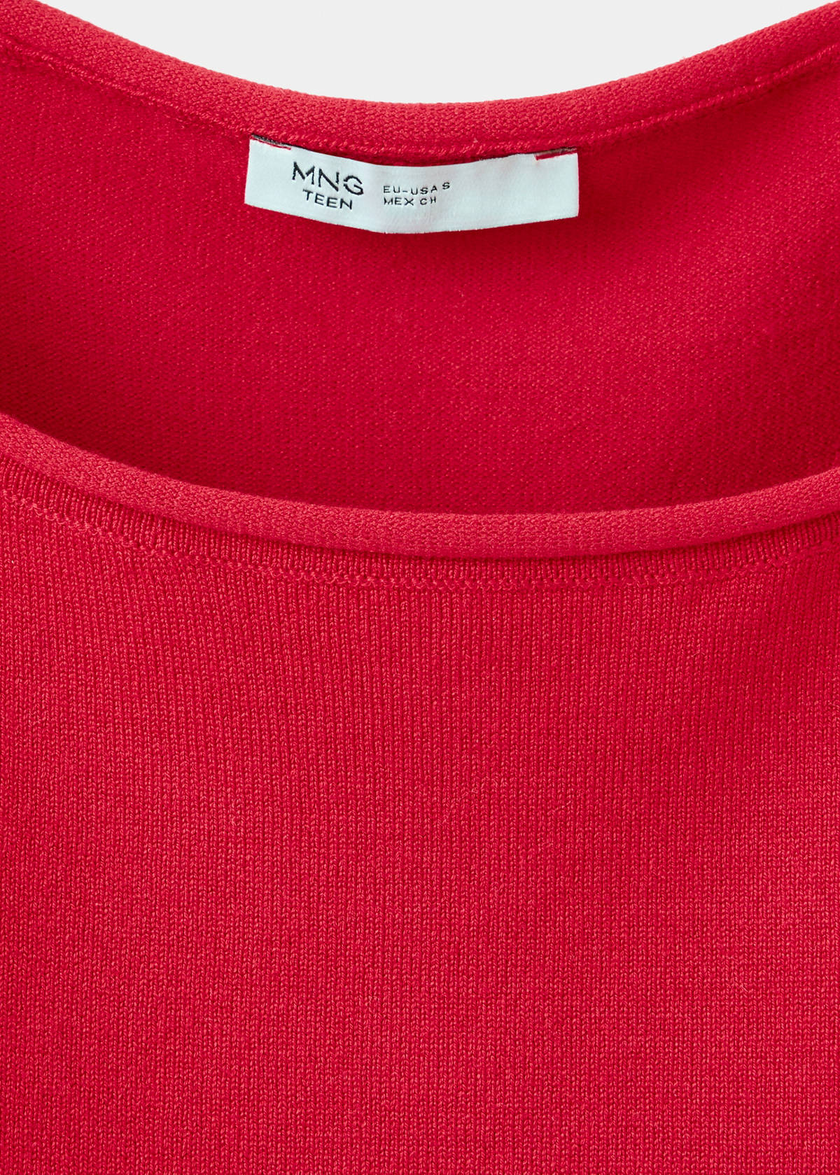 Short-sleeved knitted sweater — Red