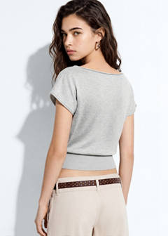 Short-sleeved knitted sweater — Medium Heather Grey 3