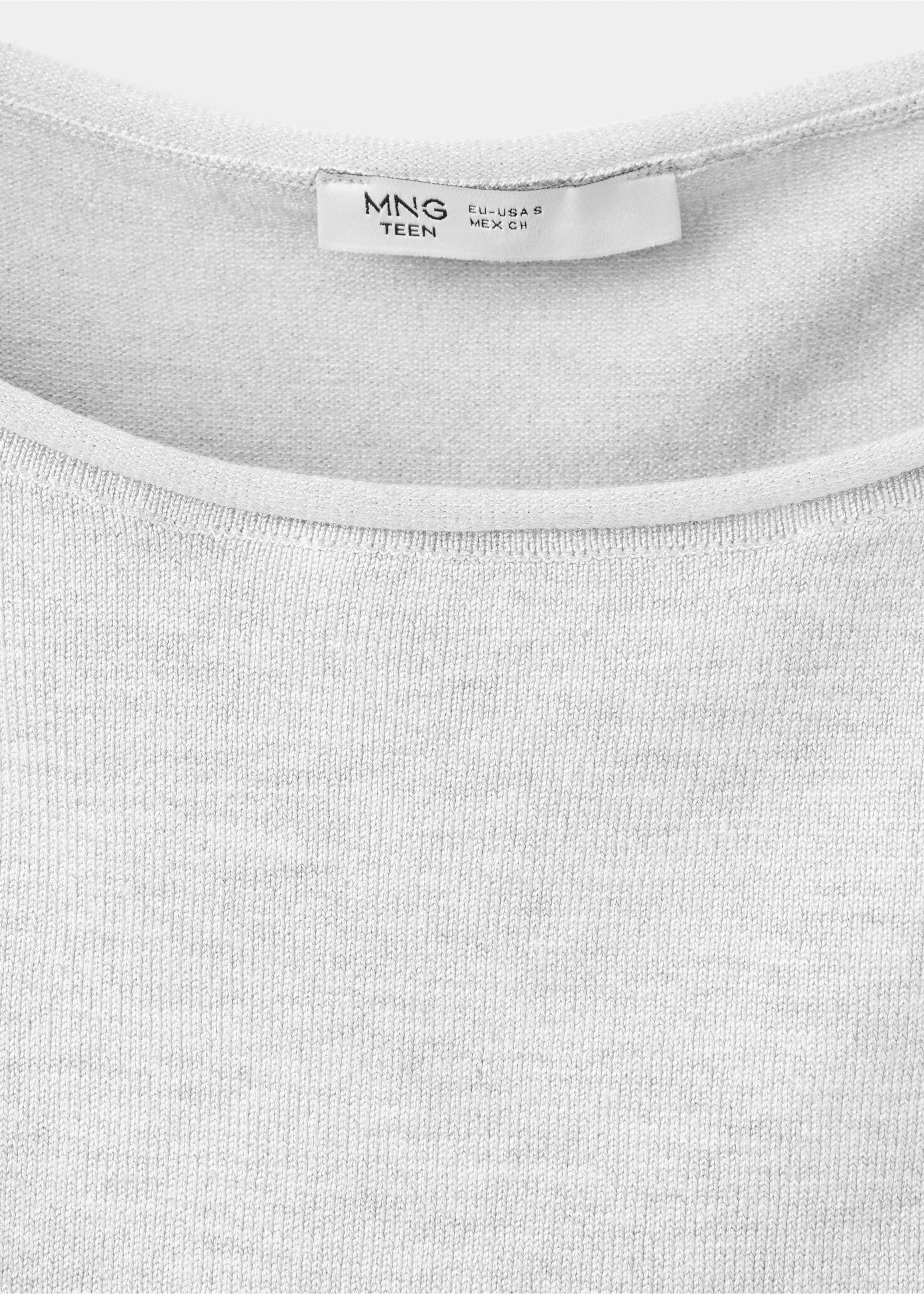 Short-sleeved knitted sweater - Details of the article 8, Medium Heather Grey. Ref: 37023291-00.