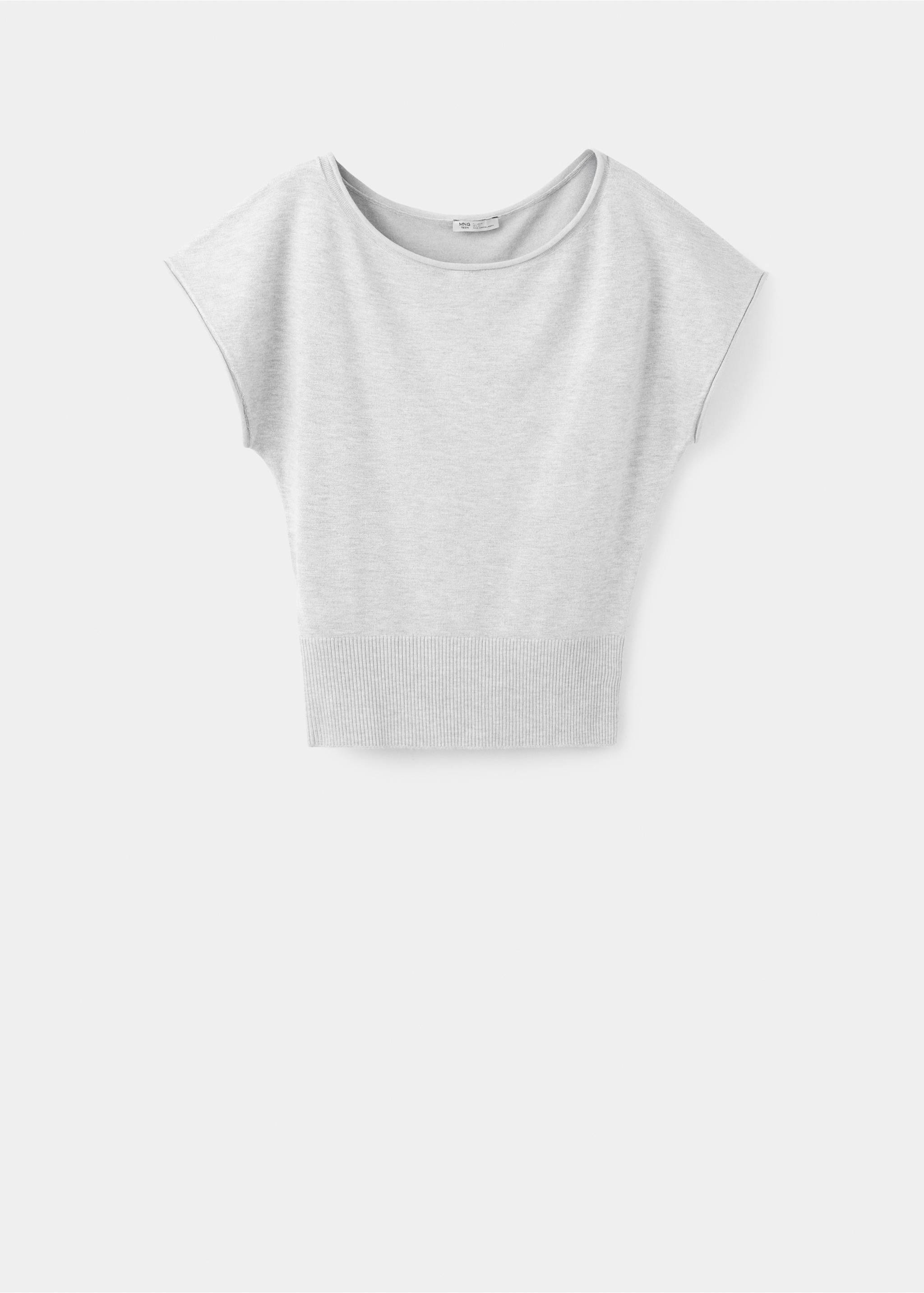 Short-sleeved knitted sweater - Article without model, Medium Heather Grey. Ref: 37023291-00.