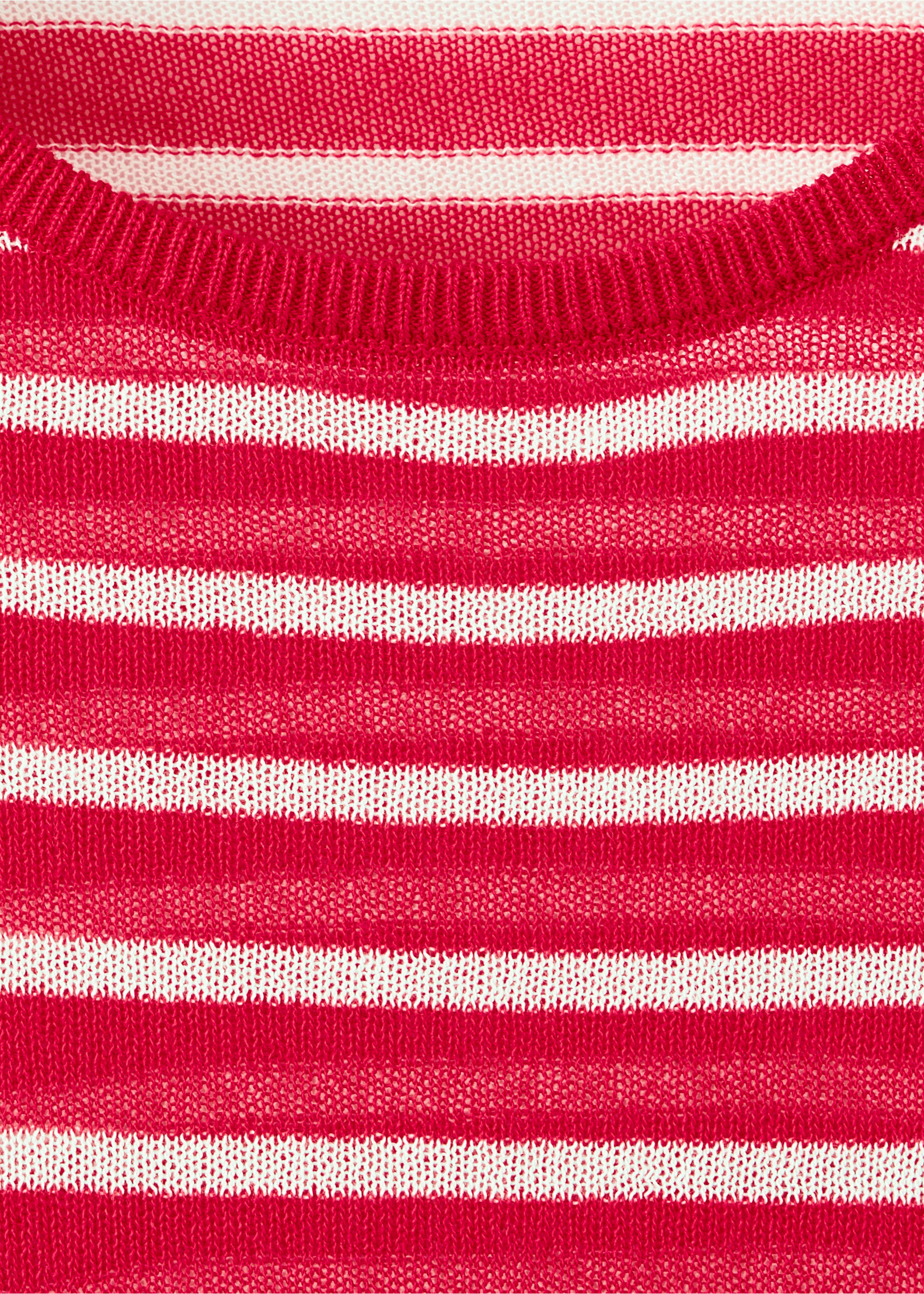 Striped fine knit sweater - Details of the article 8, Red. Ref: 37023292-00.