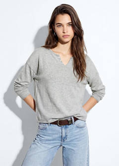 V-neck knit sweater — Medium Heather Grey 1