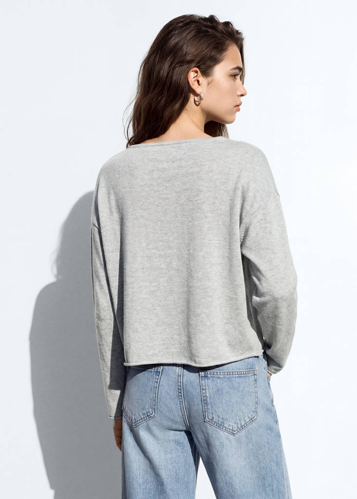V-neck knit sweater — Medium Heather Grey