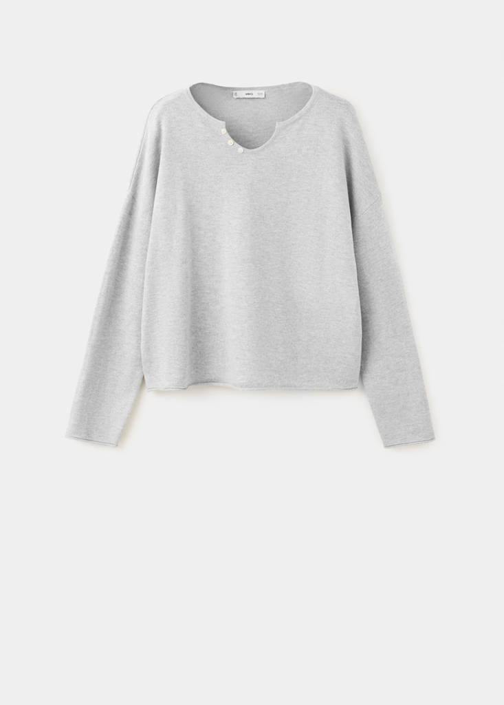 V-neck knit sweater — Medium Heather Grey