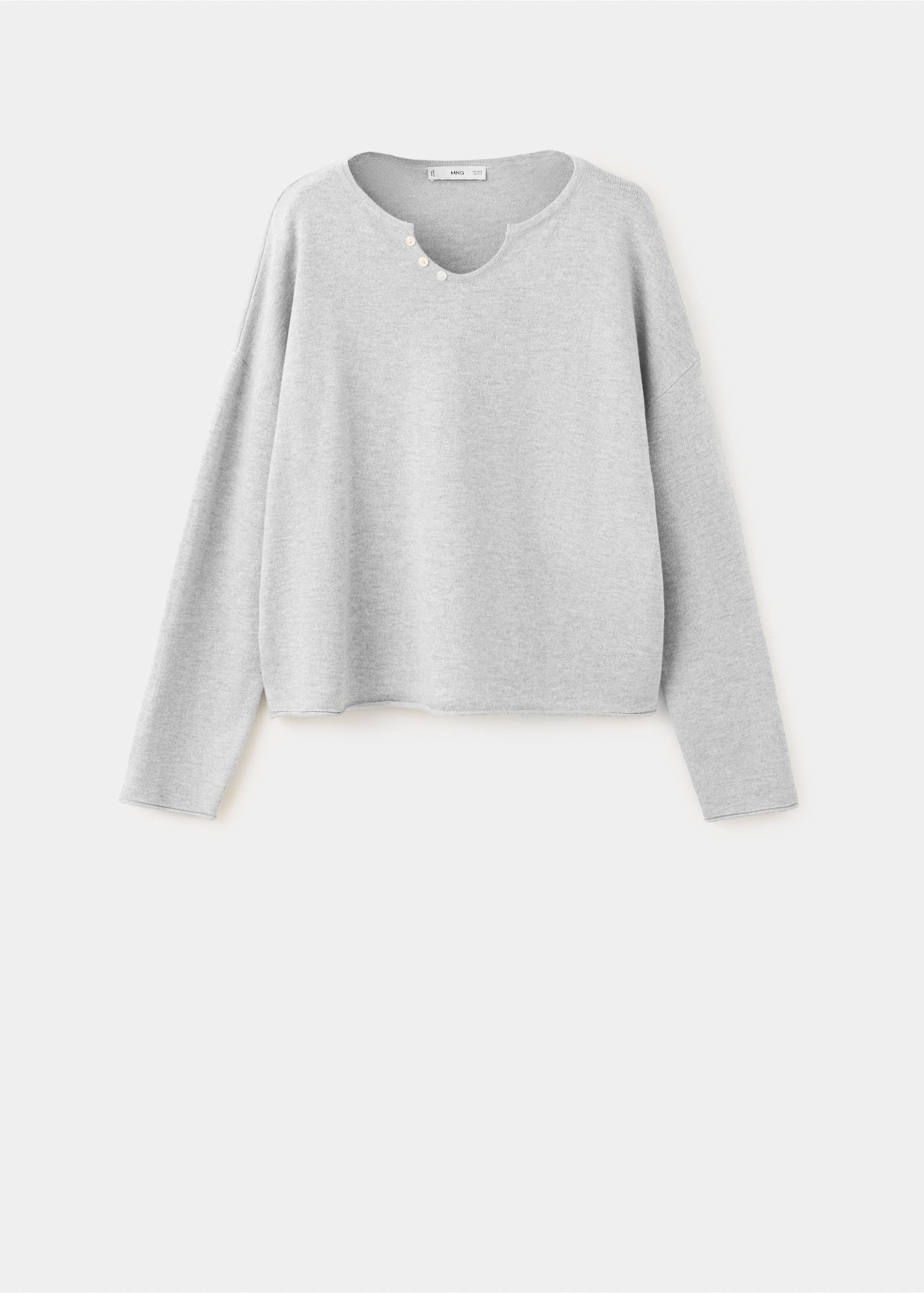 V-neck knit sweater - Article without model, Medium Heather Grey. Ref: 37023293-00.