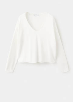 V-neck knit sweater — White 4