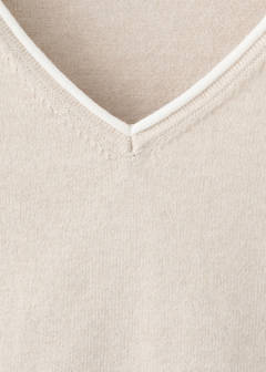 V-neck jumper with contrast trims — Sand 4