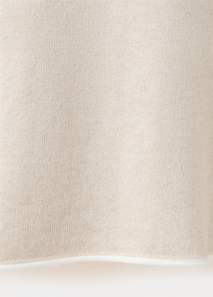 V-neck jumper with contrast trims — Sand