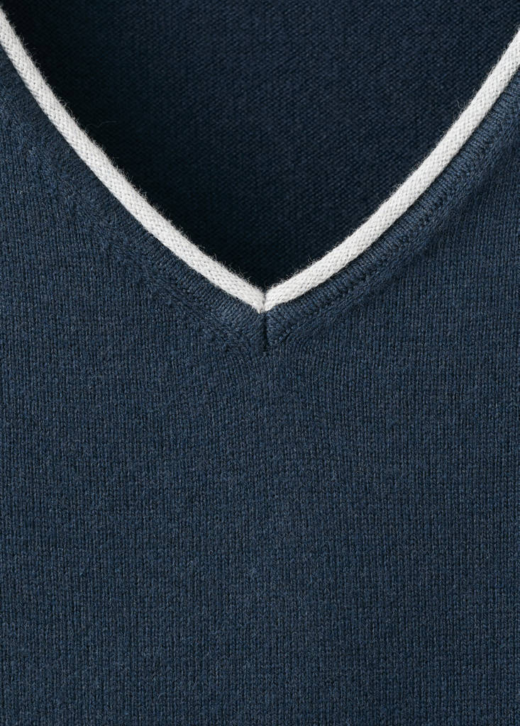 V-neck jumper with contrast trims — Navy
