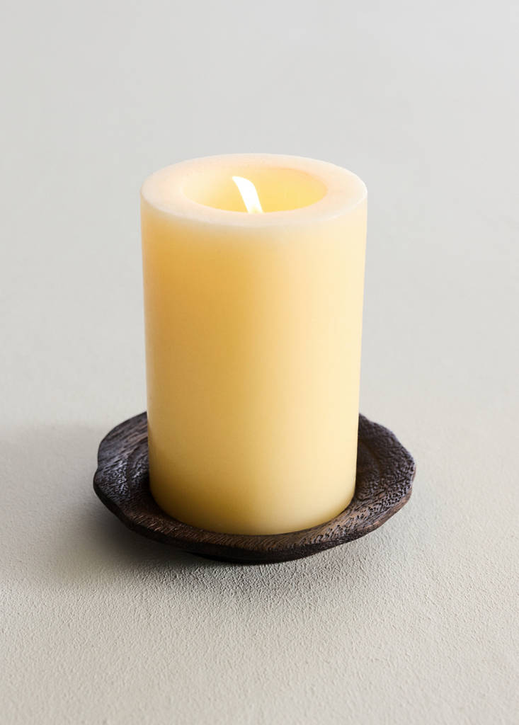 Wooden tealight holder — Brown