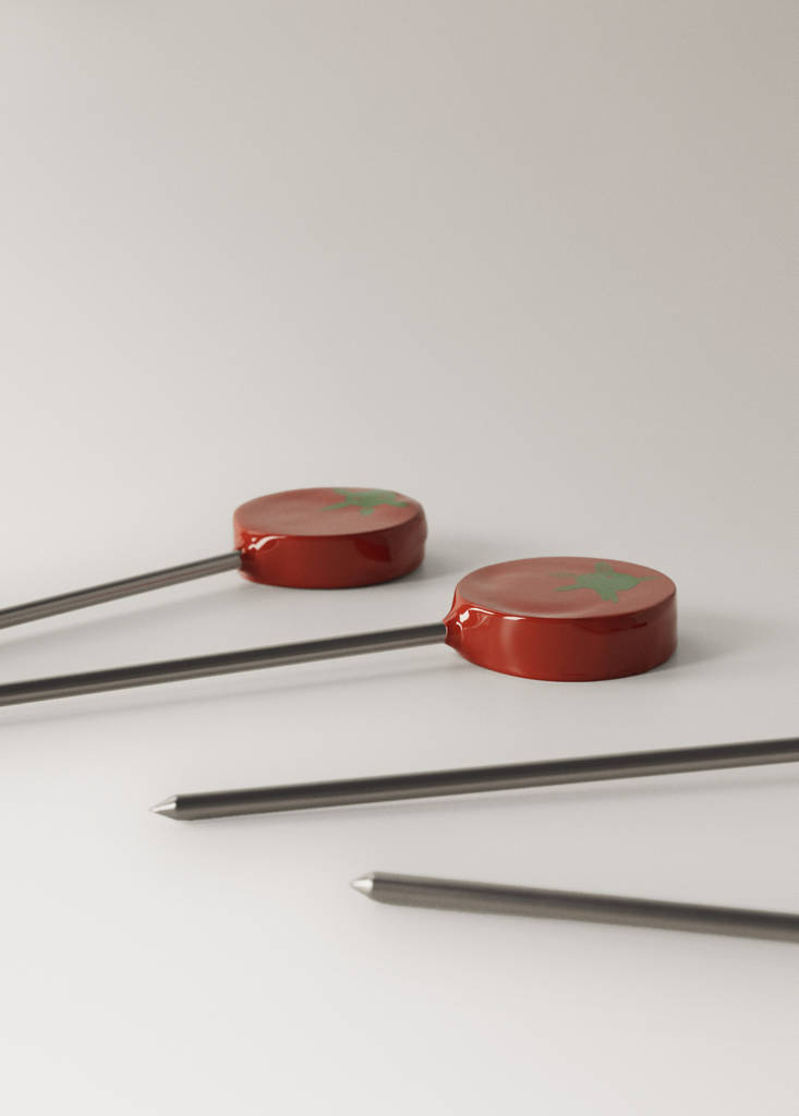 Pack of 4 tomato chopstick holders — Red