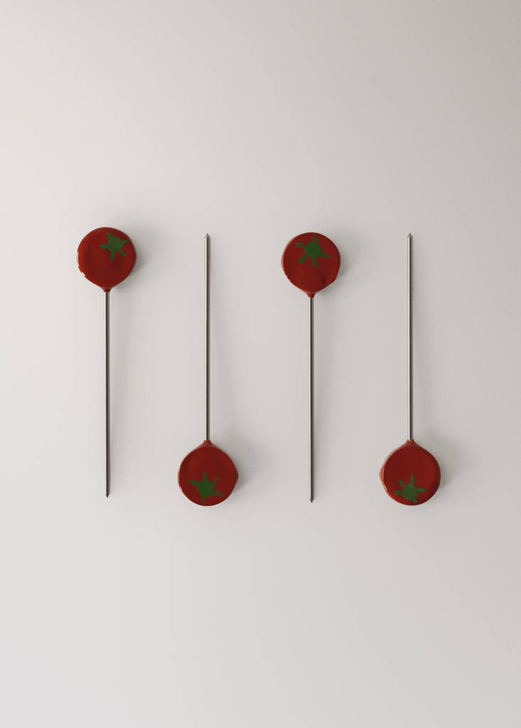 Pack of 4 tomato chopstick holders — Red