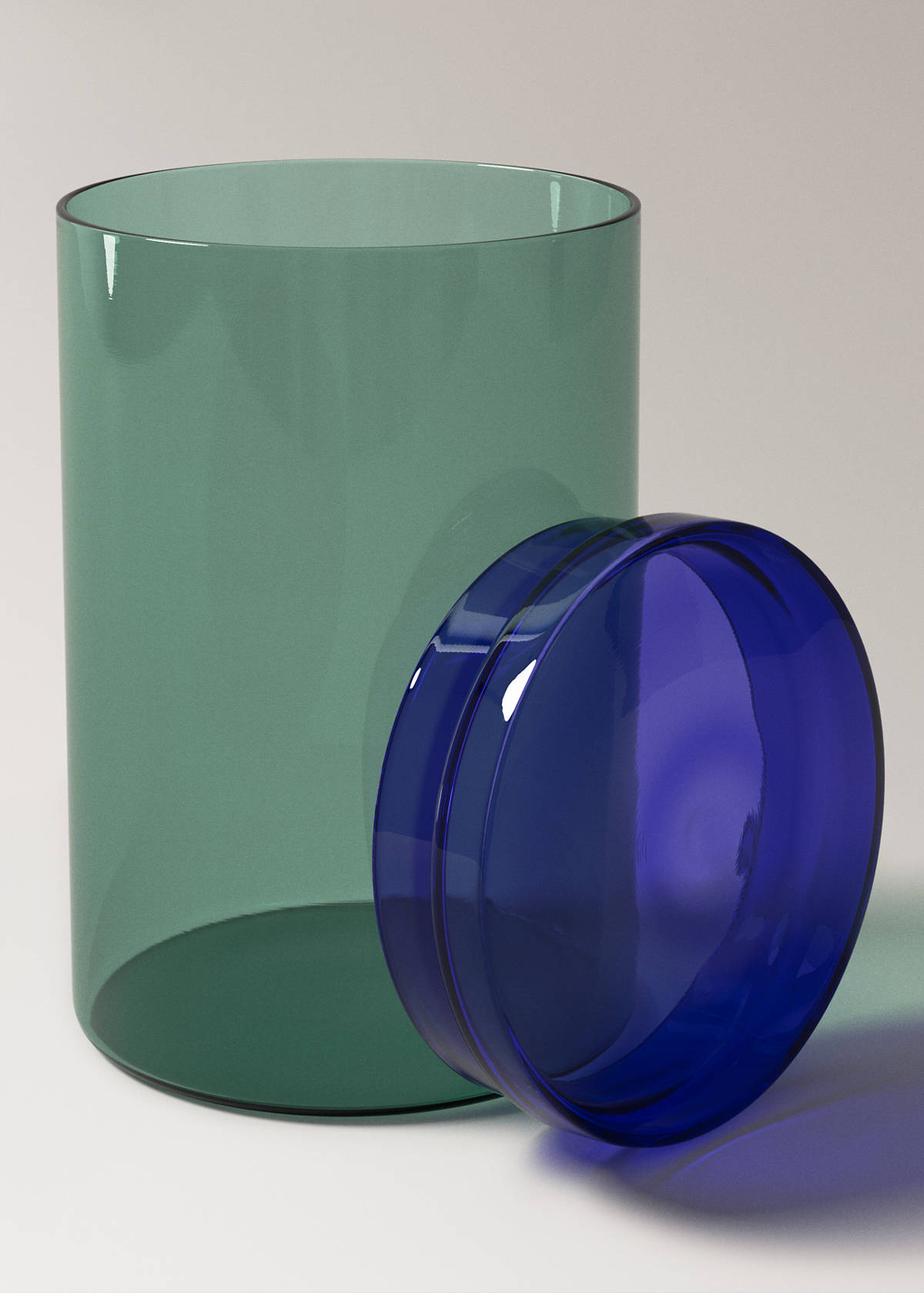 Two-tone glass jar — Petrol Blue