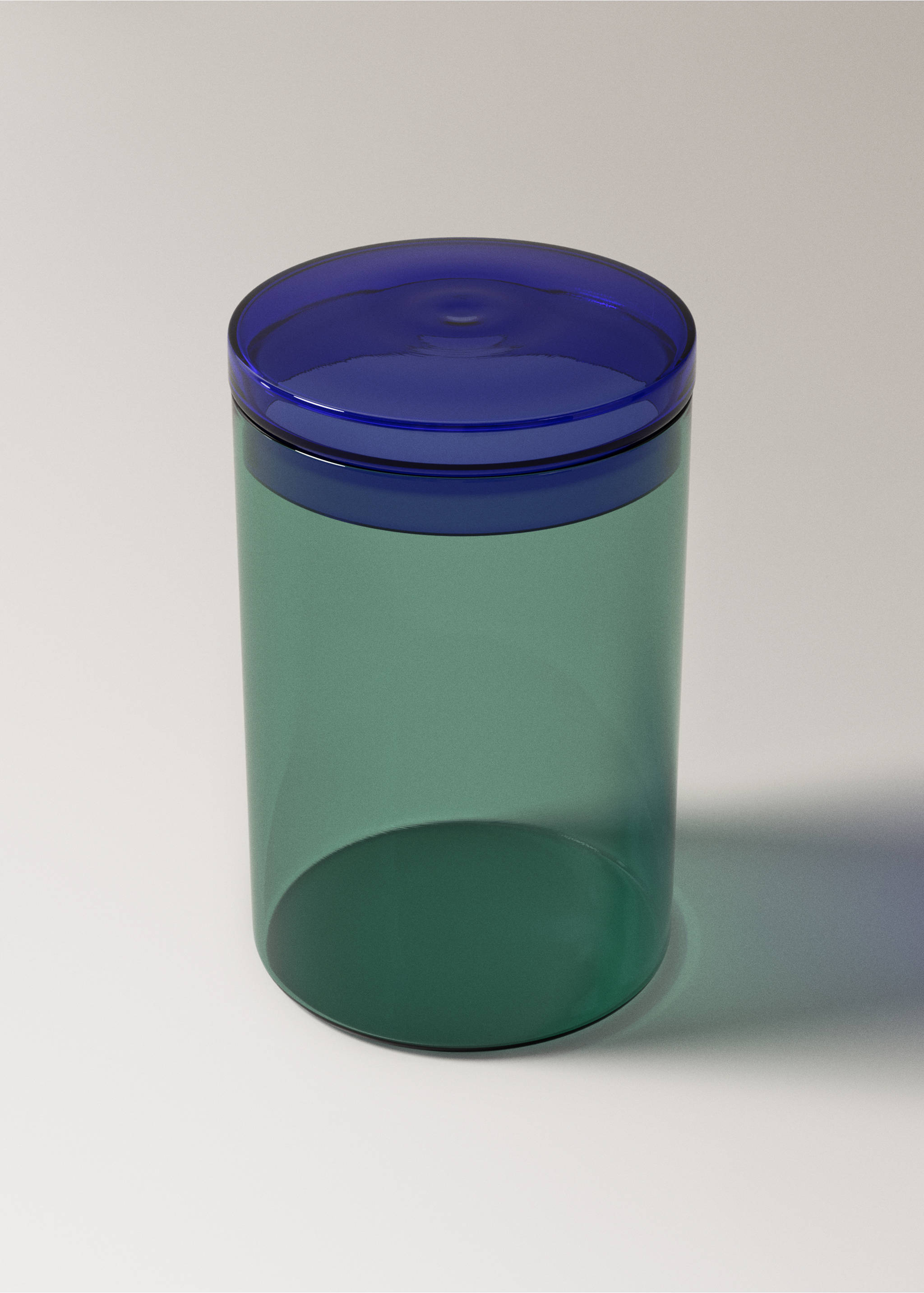 Two-tone glass jar - Details of the article 2, Petrol Blue. Ref: 37023299-00.