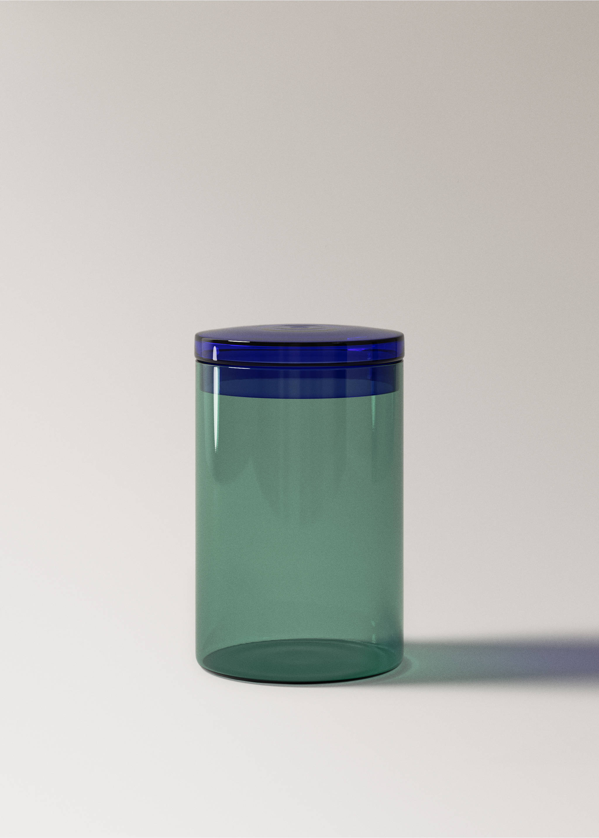 Two-tone glass jar - Article without model, Petrol Blue. Ref: 37023299-00.