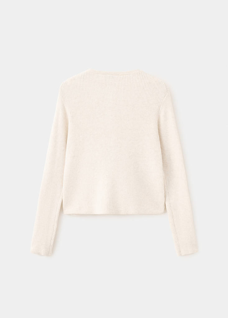 Fine-knit cotton cardigan — Beige