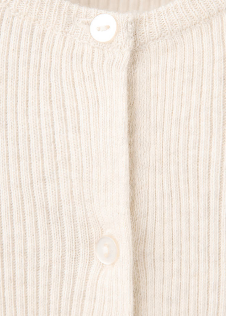 Fine-knit cotton cardigan — Beige