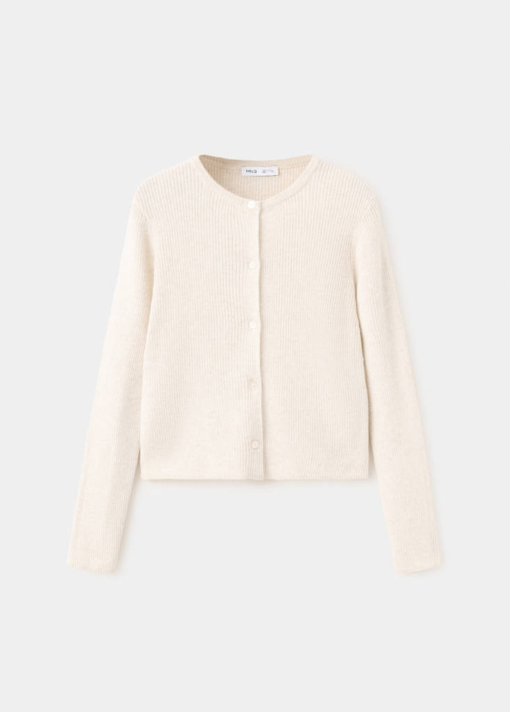 Fine-knit cotton cardigan — Beige