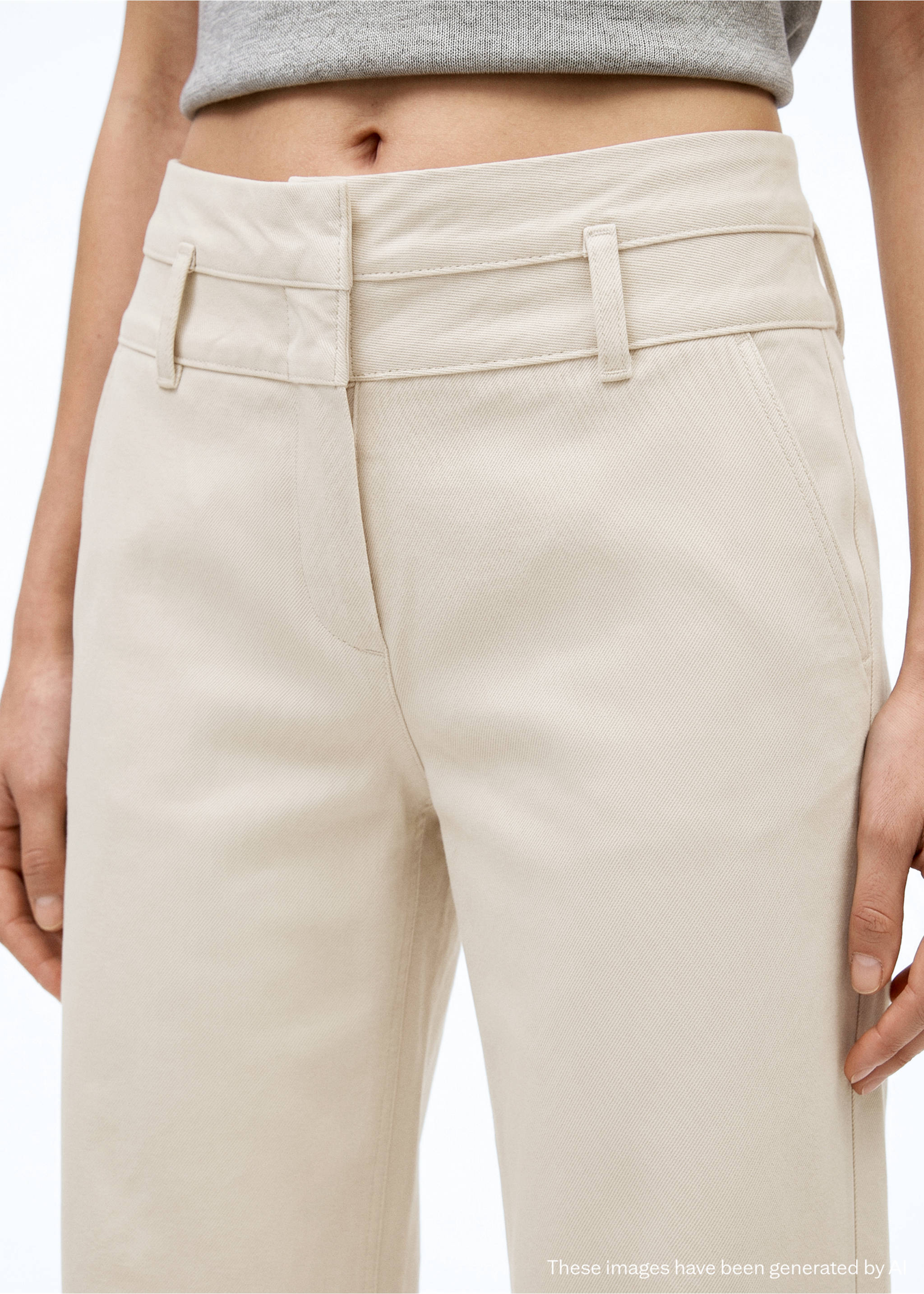 Double-waist straight jeans - Medium plane, Sand. Ref: 37023302-00.
