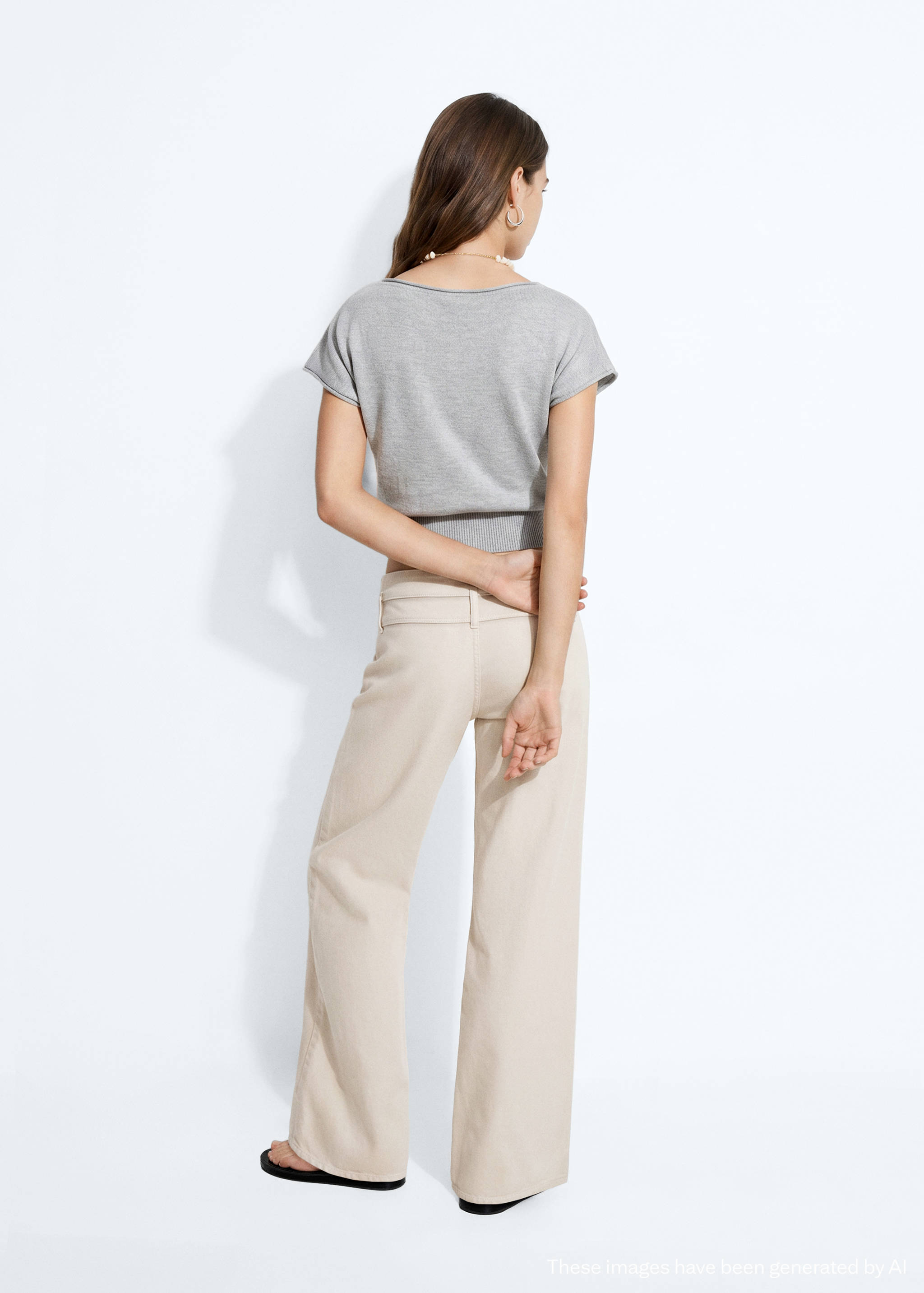 Double-waist straight jeans - Reverse of the article