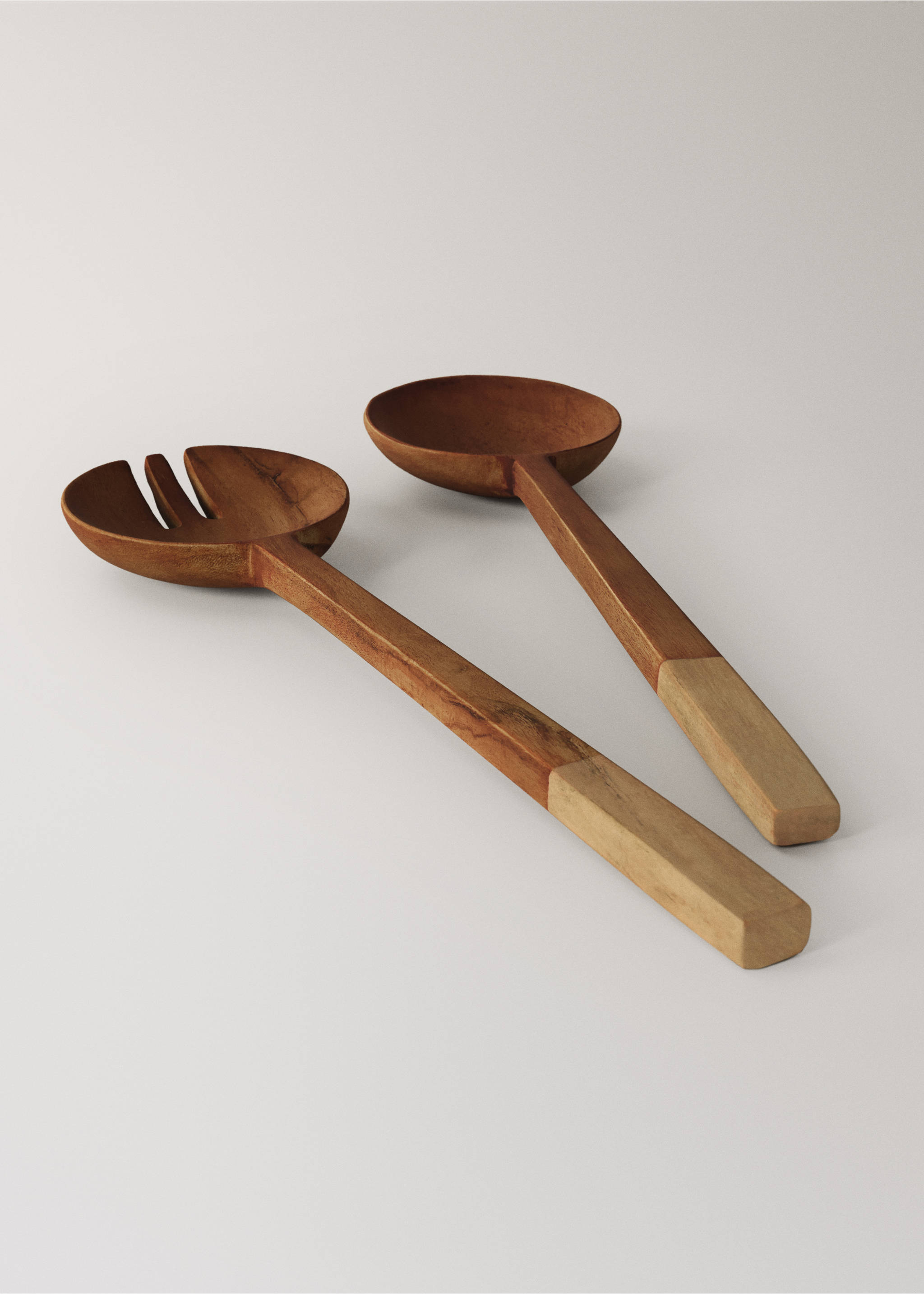 Wooden salad serving set - Details of the article 2, Brown. Ref: 37023304-00.