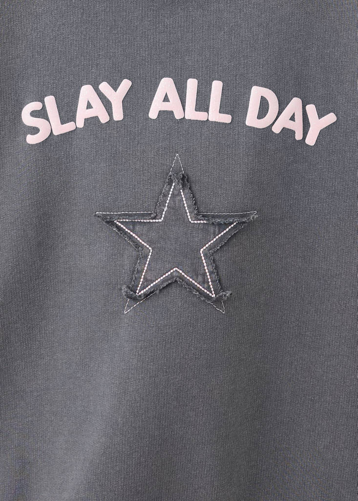 Printed cotton sweatshirt — Charcoal