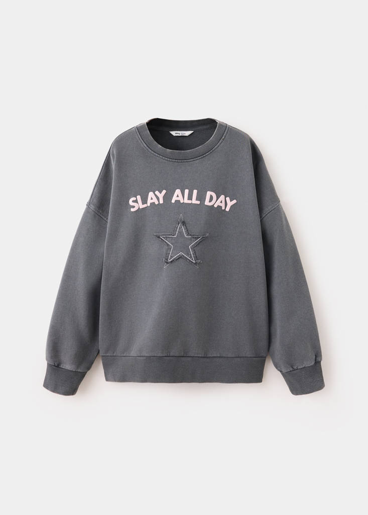Printed cotton sweatshirt — Charcoal