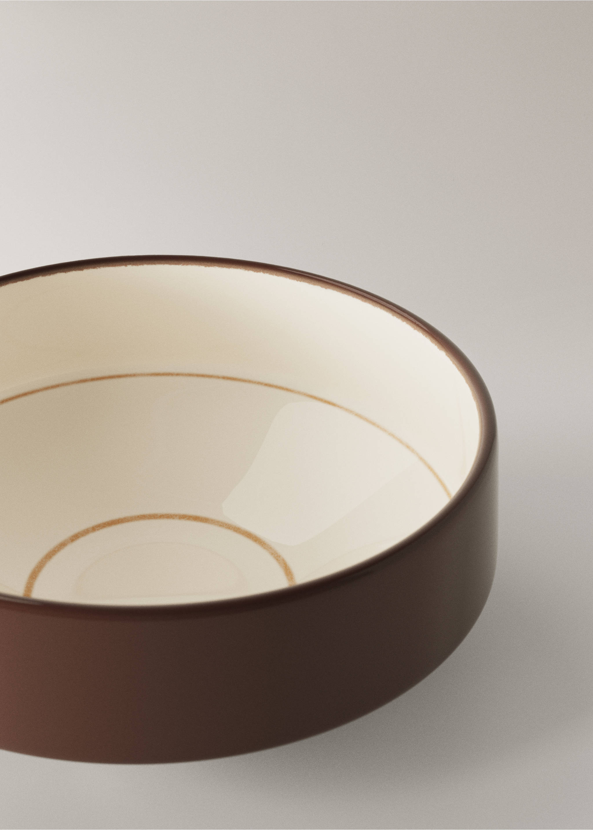 Hand-painted gres bowl - Details of the article 1, Chocolate. Ref: 37023312-00.