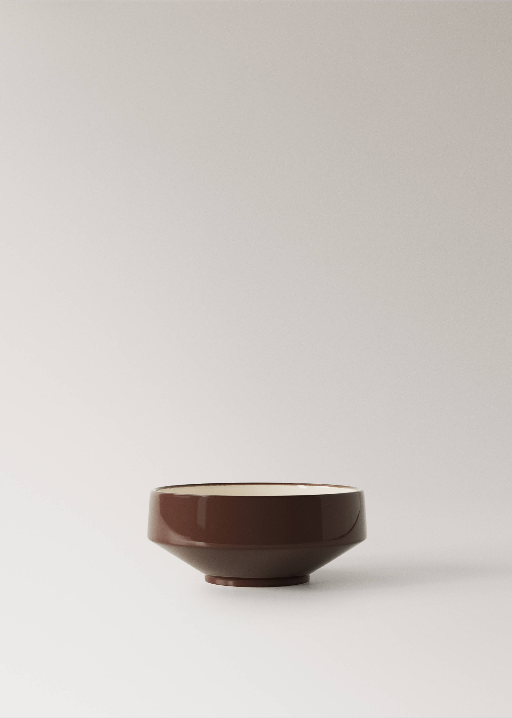 Hand-painted gres bowl - Article without model, Chocolate. Ref: 37023312-00.