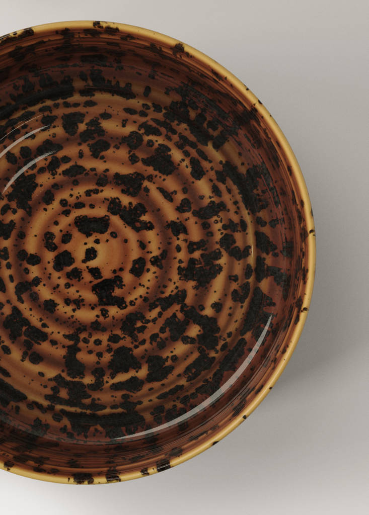 Medium reactive stoneware bowl — Brown