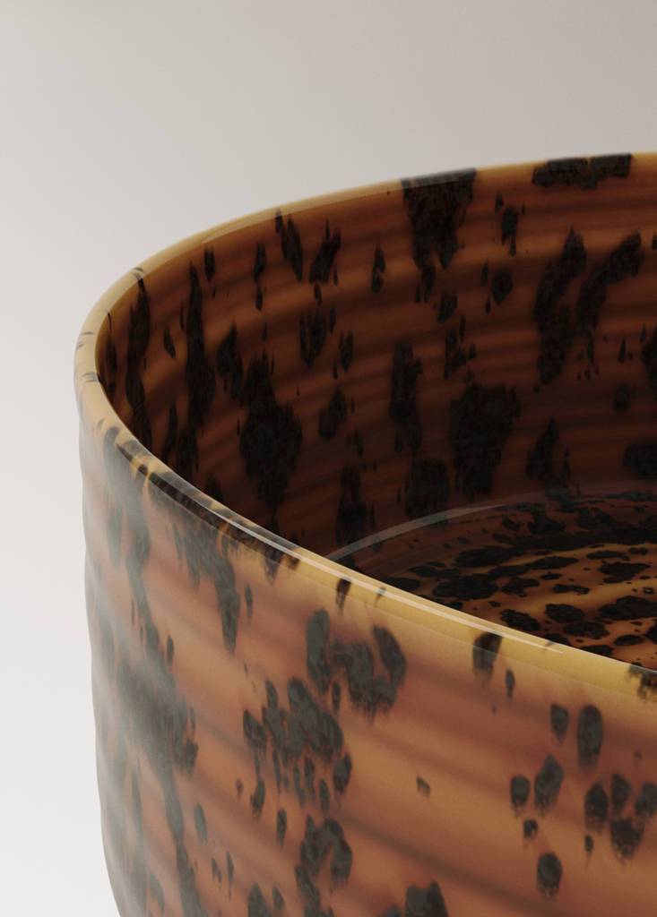 Medium reactive stoneware bowl — Brown