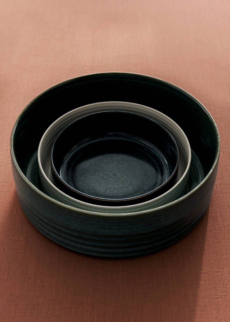 Medium reactive stoneware bowl — Prussian Blue