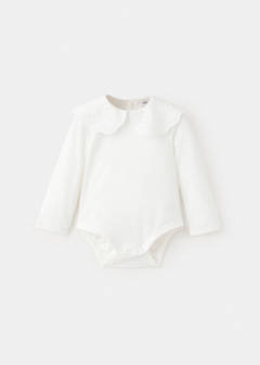 Cotton baby collar playsuit — Off White 1