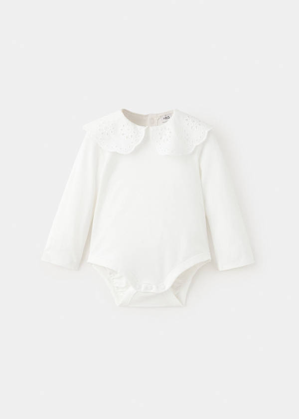 Cotton baby collar playsuit — Off White