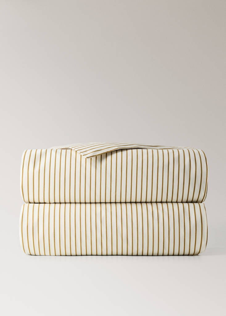 Percale cotton striped duvet cover for a 90 cm bed — Ochre