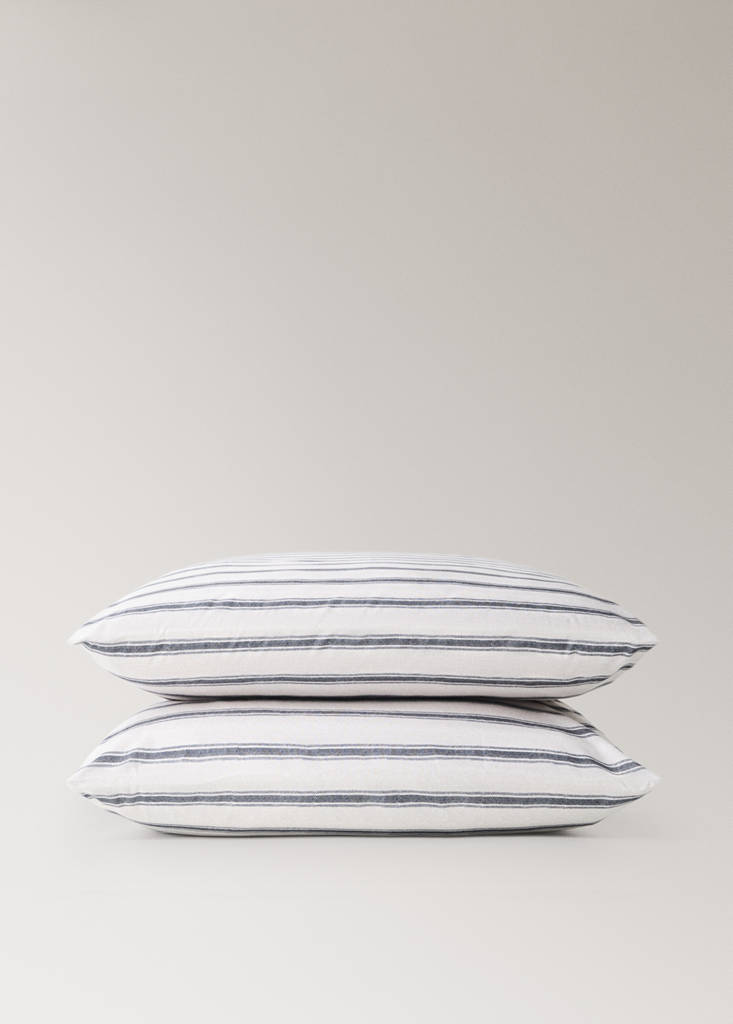 Pack of 2 cotton striped pillowcases 60x60cm — Ecru