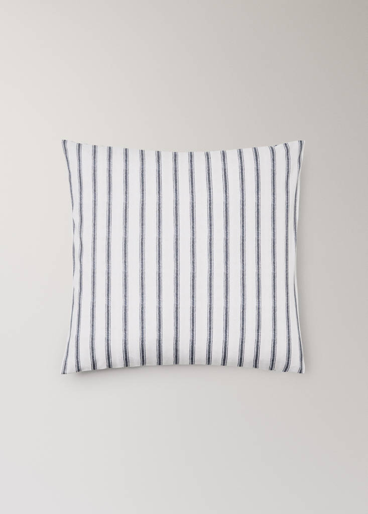 Pack of 2 cotton striped pillowcases 60x60cm — Ecru